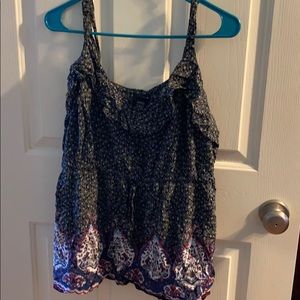 Loose, drawstring black and fuschia tank top